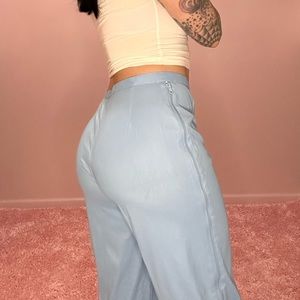 Vintage y2k early 2000s baby blue side zipper pants size 13